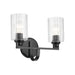 Kichler 55225 Gioe 2-lt 14" Vanity Light - Black Clear Fluted Glass