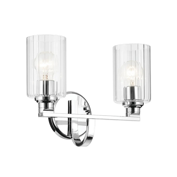 Kichler 55225 Gioe 2-lt 14" Vanity Light - Chrome Clear Fluted Glass