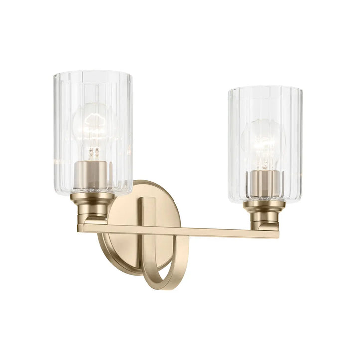 Kichler 55225 Gioe 2-lt 14" Vanity Light - Champagne Bronze Clear Fluted Glass