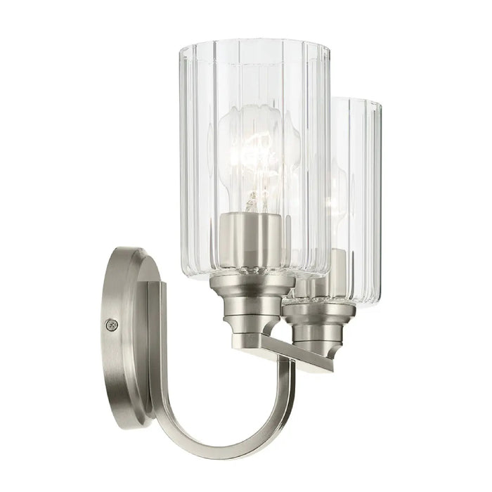 Kichler 55225 Gioe 2-lt 14" Vanity Light - Brushed Nickel Clear Fluted Glass
