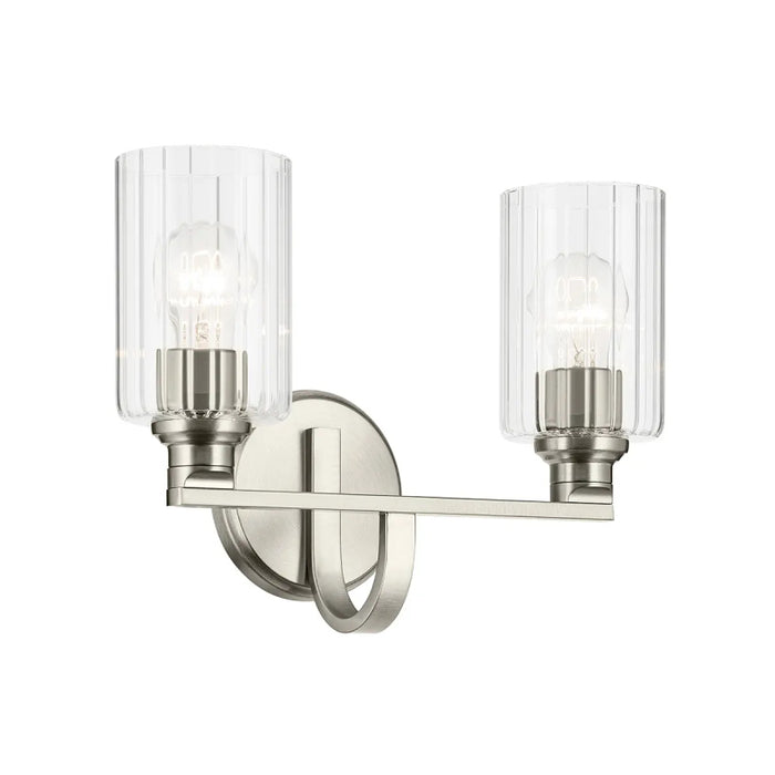 Kichler 55225 Gioe 2-lt 14" Vanity Light - Brushed Nickel Clear Fluted Glass