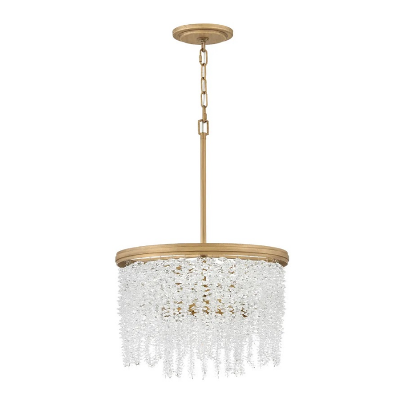 Fredrick Ramond FR41493 Rubina 4-lt 18" LED Pendant - Burnished Gold/Clear Crystal