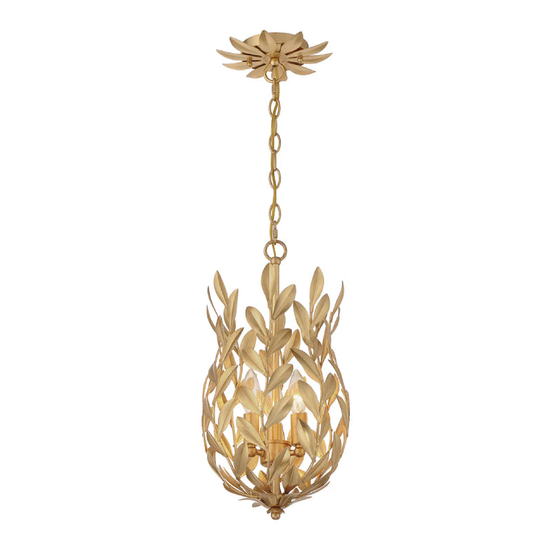 Crystorama 563 Broche 3-lt 10" LED Pendant - Antique Gold