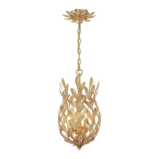Crystorama 563 Broche 3-lt 10" LED Pendant - Antique Gold