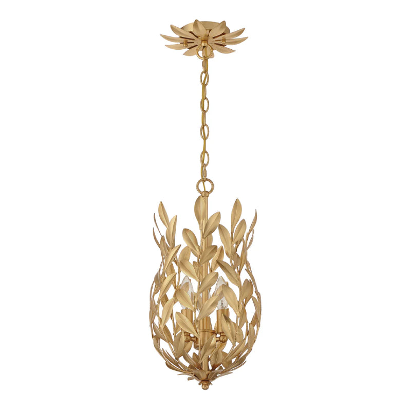 Crystorama 563 Broche 3-lt 10" LED Pendant - Antique Gold