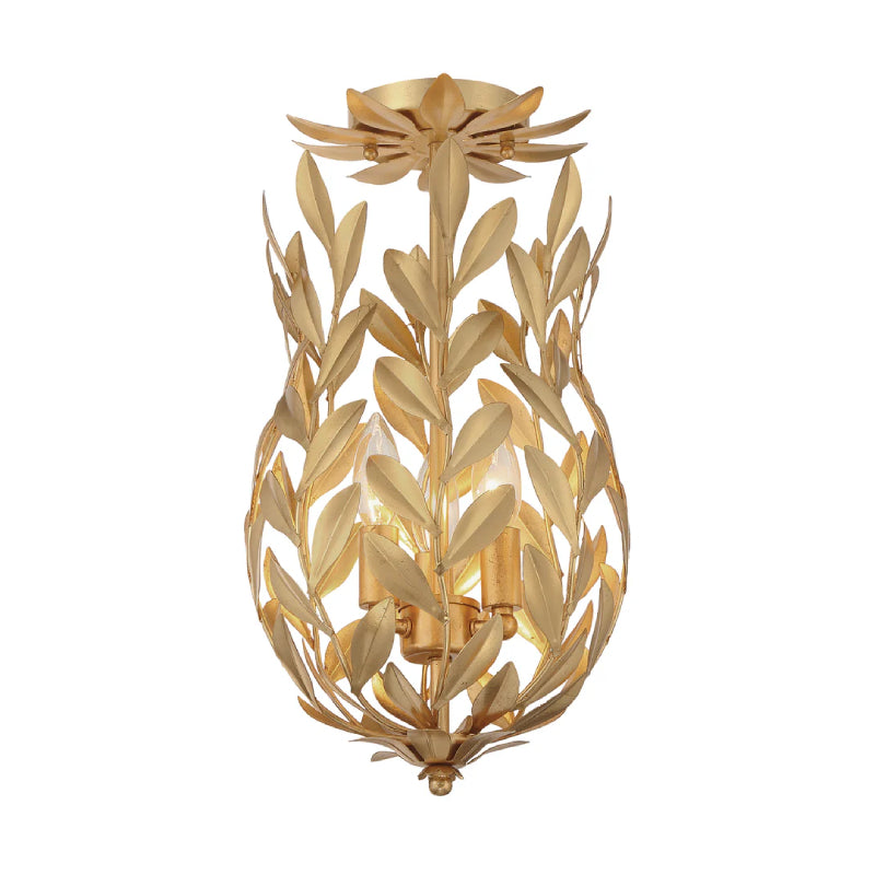 Crystorama 563 Broche 3-lt 10" Semi Flush Mount - Antique Gold