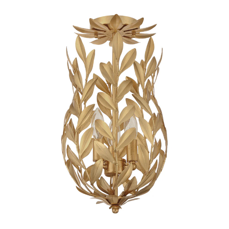 Crystorama 563 Broche 3-lt 10" Semi Flush Mount - Antique Gold