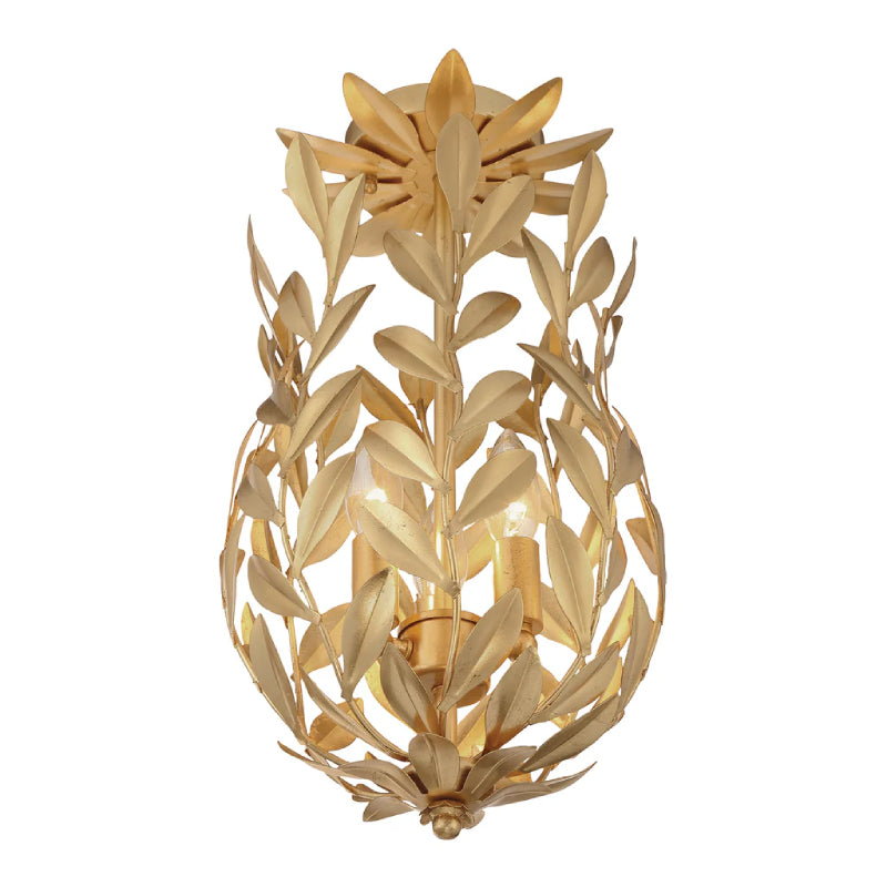 Crystorama 563 Broche 3-lt 10" Semi Flush Mount - Antique Gold