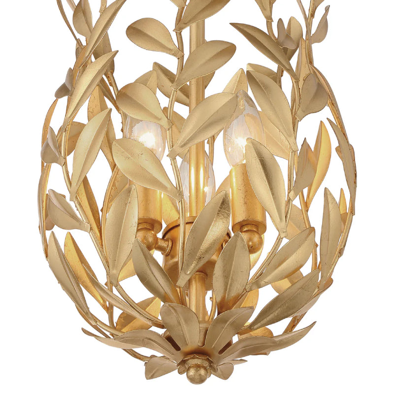 Crystorama 563 Broche 3-lt 10" Semi Flush Mount - Antique Gold