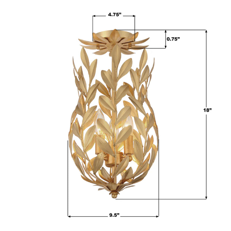 Crystorama 563 Broche 3-lt 10" Semi Flush Mount