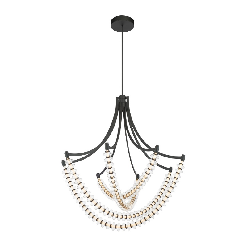 Minka Lavery 5647 Pearl 4-lt 39" LED Chandelier - Dark Matte Black