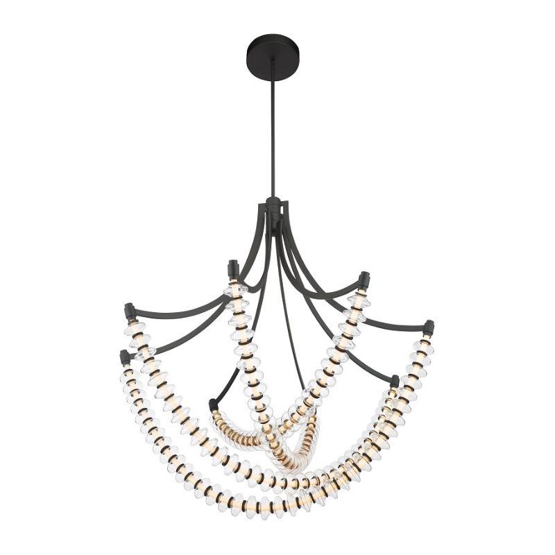 Minka Lavery 5647 Pearl 4-lt 39" LED Chandelier - Dark Matte Black