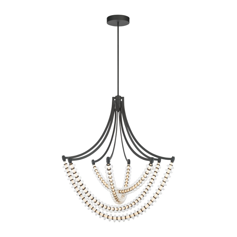 Minka Lavery 5647 Pearl 4-lt 39" LED Chandelier - Dark Matte Black