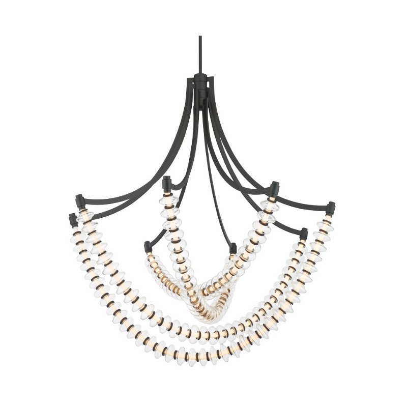 Minka Lavery 5647 Pearl 4-lt 39" LED Chandelier - Dark Matte Black