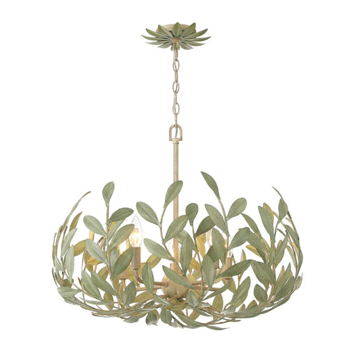Crystorama 566 Broche 5-lt 23" Chandelier - Champagne Green Tea