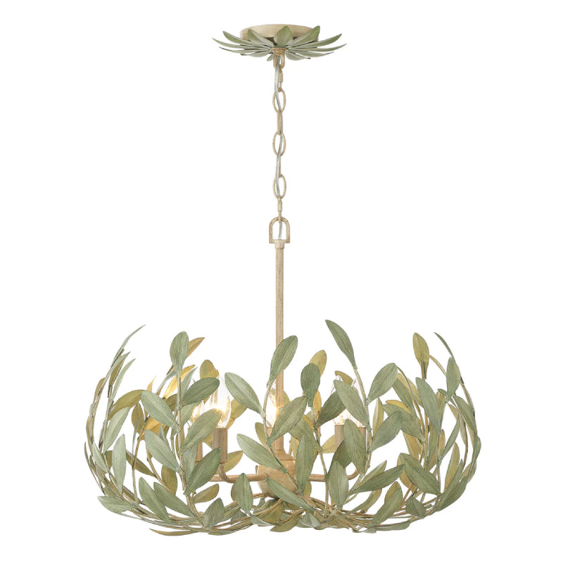 Crystorama 566 Broche 5-lt 23" Chandelier - Champagne Green Tea
