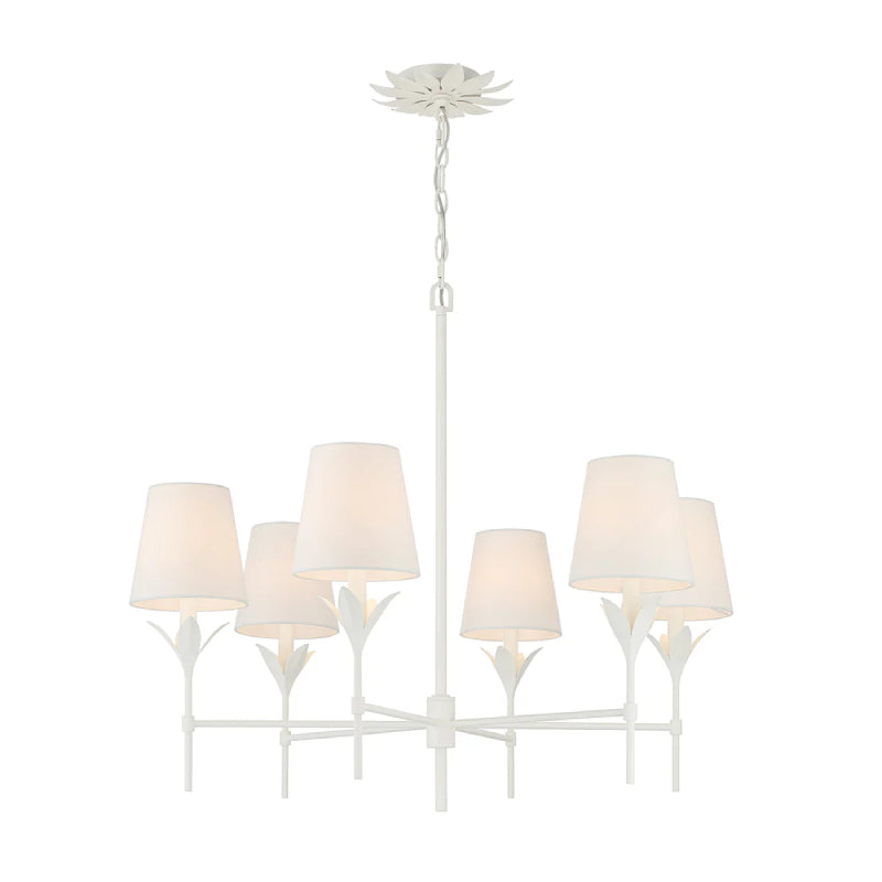 Crystorama 568 Broche 6-lt 32" Chandelier - Matte White