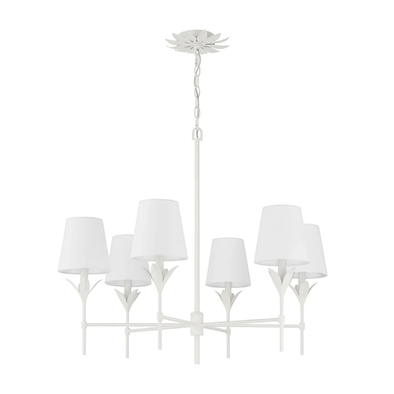 Crystorama 568 Broche 6-lt 32" Chandelier - Matte White