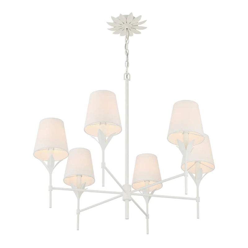 Crystorama 568 Broche 6-lt 32" Chandelier - Matte White