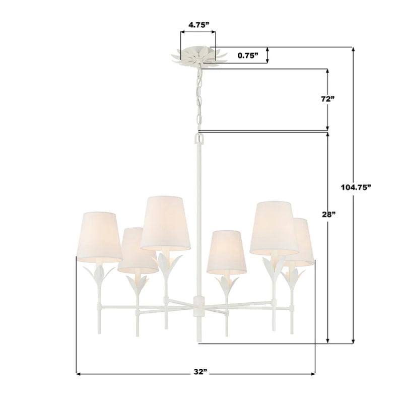 Crystorama 568 Broche 6-lt 32" Chandelier