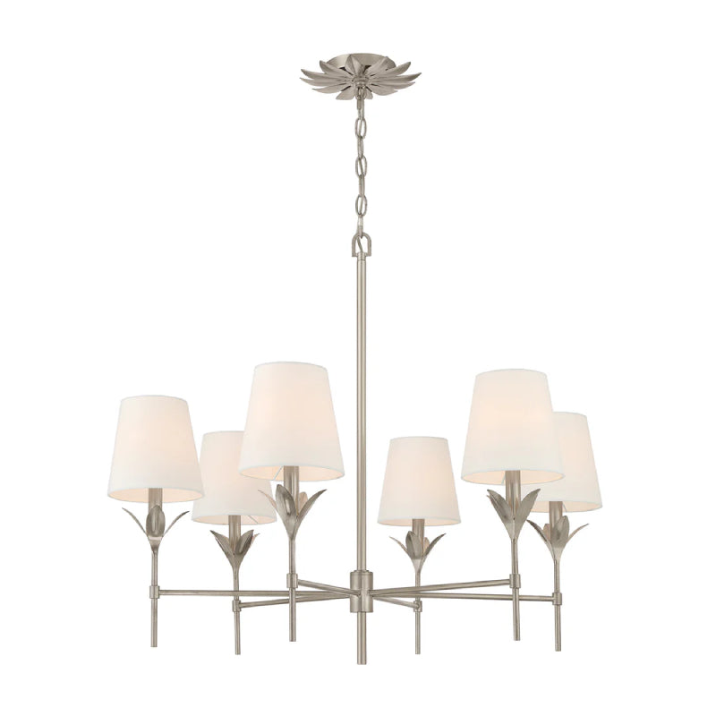 Crystorama 568 Broche 6-lt 32" Chandelier - Antique Silver