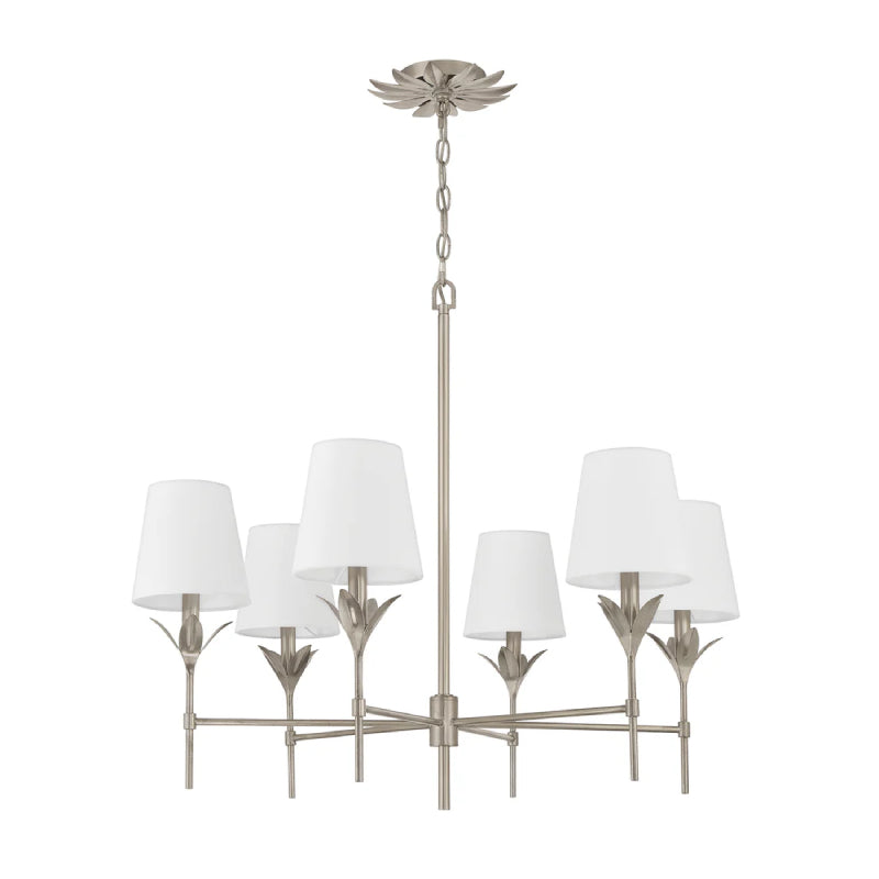 Crystorama 568 Broche 6-lt 32" Chandelier - Antique Silver