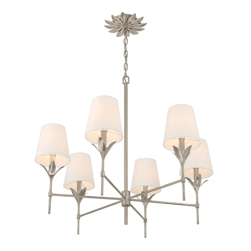 Crystorama 568 Broche 6-lt 32" Chandelier - Antique Silver