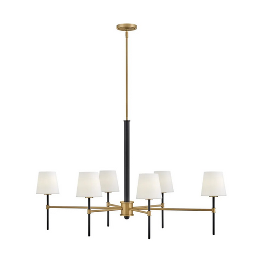 Hinkley 46955 Saunders 6-lt 45" LED Chandelier - Black with Lacquered Brass accents