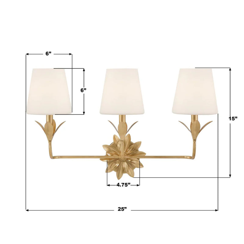 Crystorama 573-OP Broche 3-lt 25" Bathroom Vanity Light