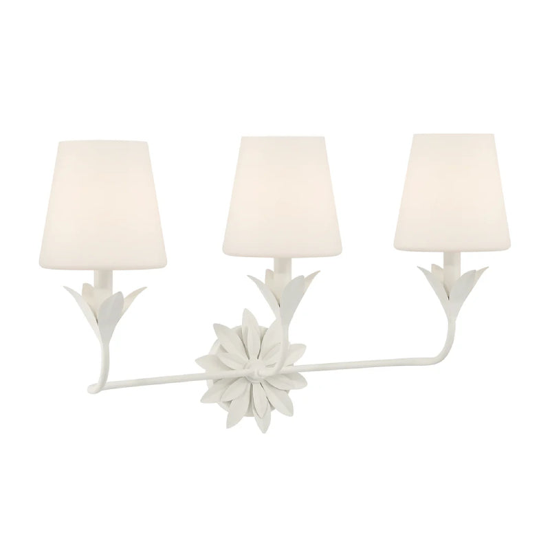 Crystorama 573-OP Broche 3-lt 25" Bathroom Vanity Light - Matte White