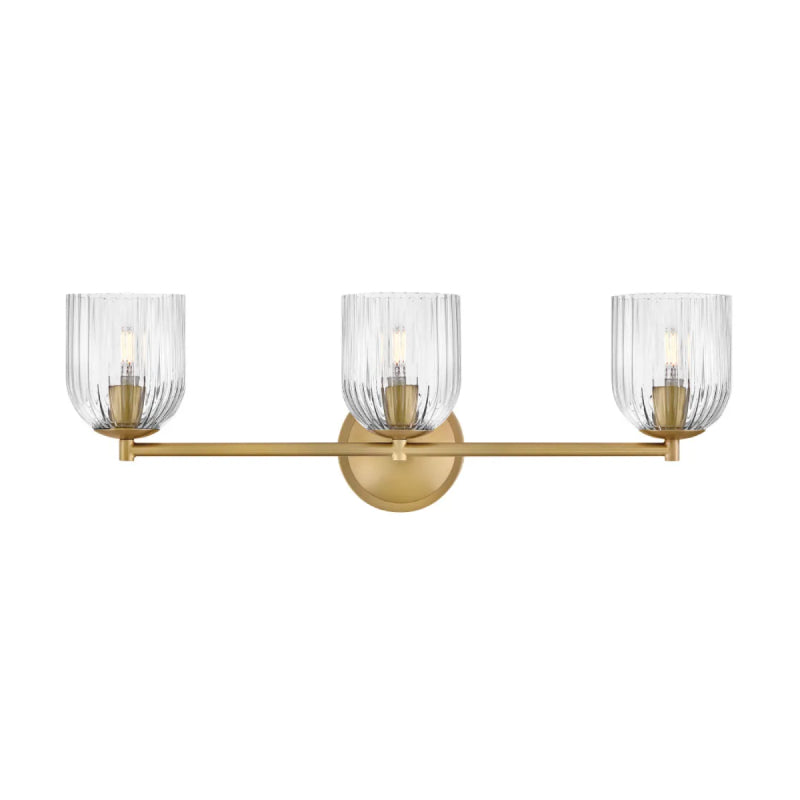 Hinkley 57473 Ava 3-lt 24" LED Vanity Light - Clear Ribbed