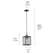 Kichler 59008 Lahden 1-lt 9" Outdoor Convertible Pendant/Semi Flush