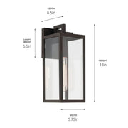 Kichler 59111 Branner 1-lt 14" Tall Outdoor Wall Light