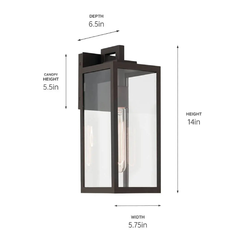 Kichler 59111 Branner 1-lt 14" Tall Outdoor Wall Light