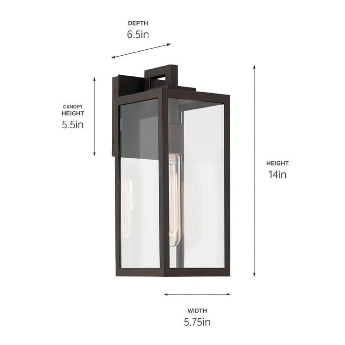 Kichler 59111 Branner 1-lt 14" Tall Outdoor Wall Light