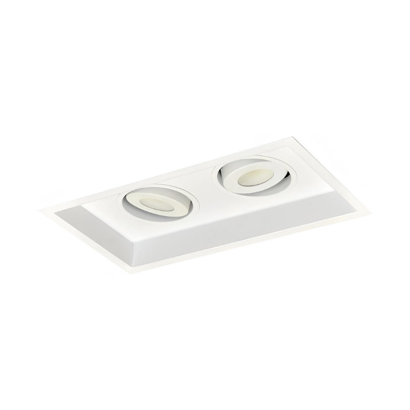 Nora NMRT2-12 2-Head Flanged Gimbal High Lumen LED MLS Trim, 1500lm per head - White/White