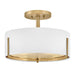 Hinkley 47571 Halle 3-lt 15" LED Semi-Flush Mount - Lacquered Brass