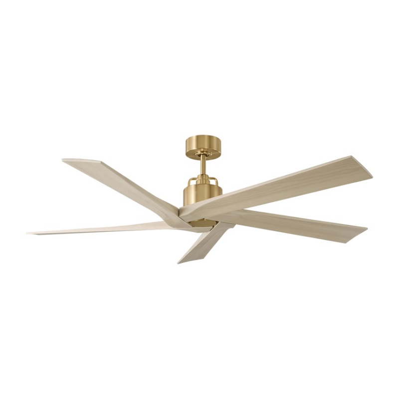 Monte Carlo Aspen 56" Ceiling Fan - Burnished Brass with Washed White Oak
