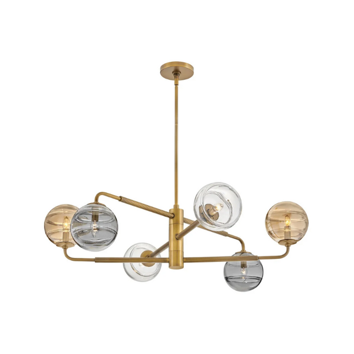Fredrick Ramond FR30506 Oberon 6-lt 37" LED Chandelier - Heritage Brass