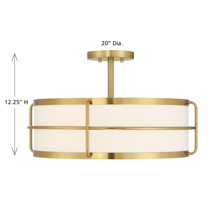 Savoy House 6-4193-4 Chauncey 4-lt 22" Semi-Flush Mount - Warm Brass