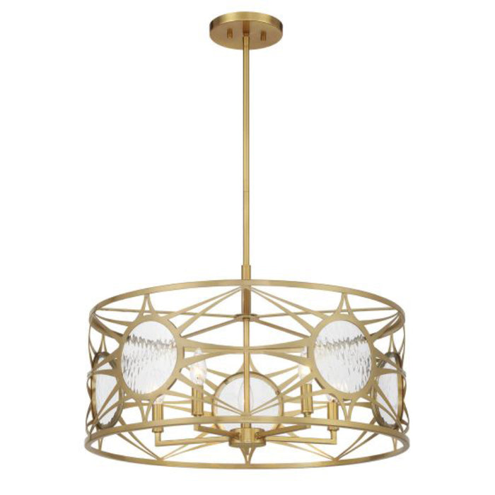 Savoy House 6-5065-5 Balfour 5-lt 24" Convertible Semi-Flush or Pendant - Warm Brass