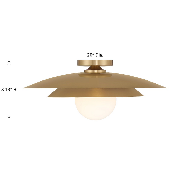 Savoy House 6-5564-1 Sherrer 1-lt 20" Semi-Flush Mount - Warm Brass