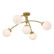 Savoy House 6-6199-5 Redfield 5-lt 36" LED Semi-Flush Mount - Warm Brass