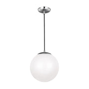 Generation 6024EN3 Leo Hanging Globe 1-lt 14" LED Pendant - Satin Aluminum