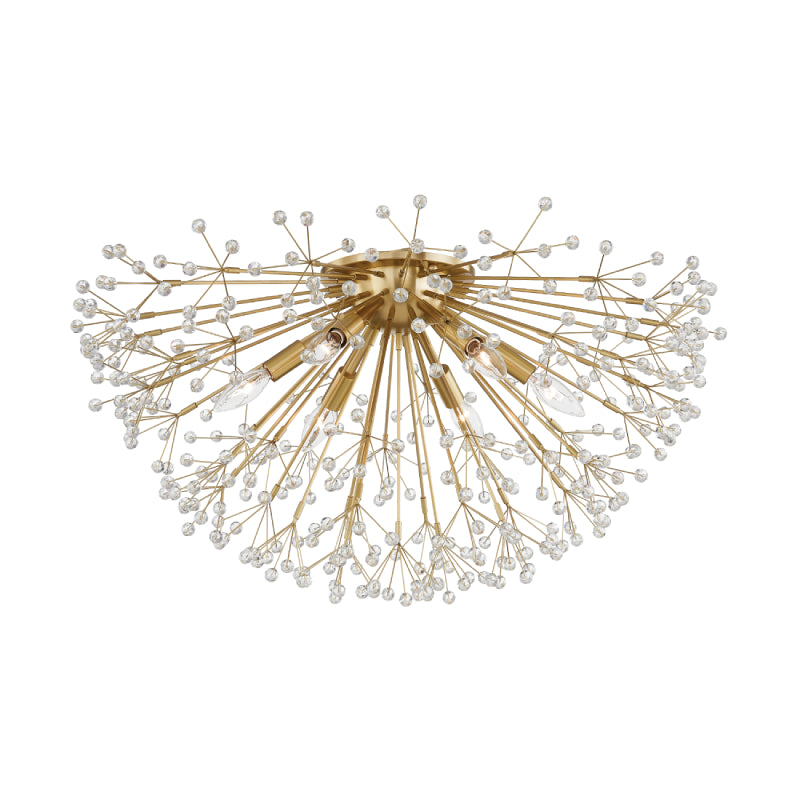 Hudson Valley 6028 Dunkirk 6-lt 30" Flush Mount-ged Brass