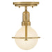 Hinkley 53771 Somerset 1-lt 6" LED Semi-Flush Mount - Heritage Brass