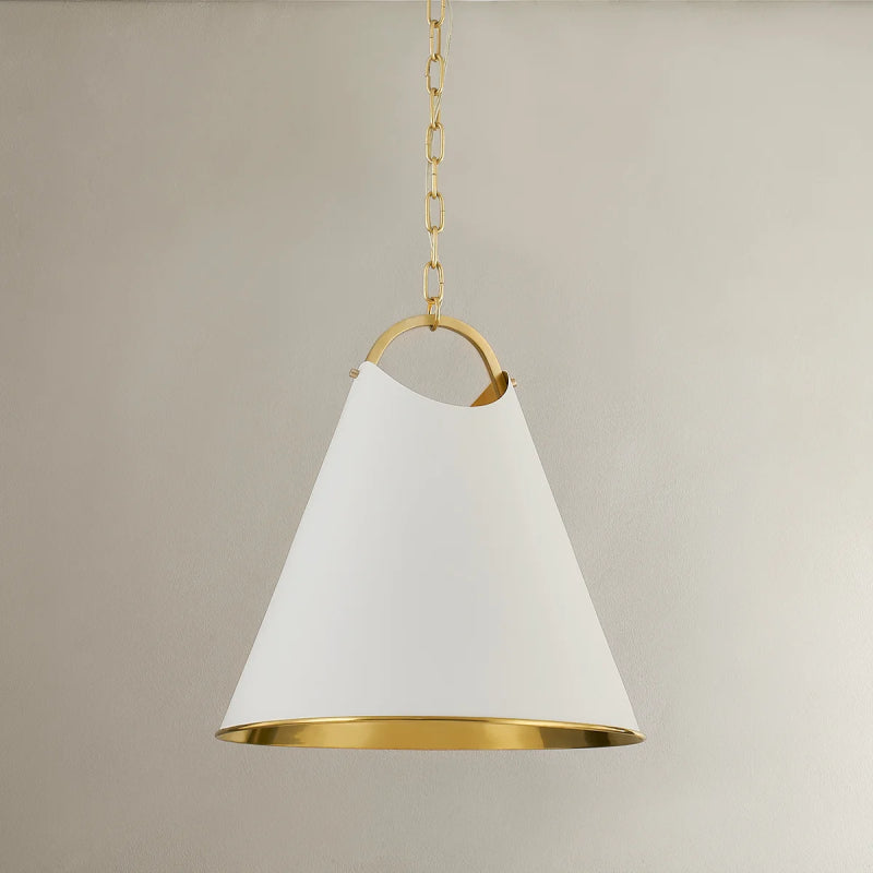 Hudson Valley 6218 Burnbay 1-lt 18" Pendant-Aged Brass with Soft White