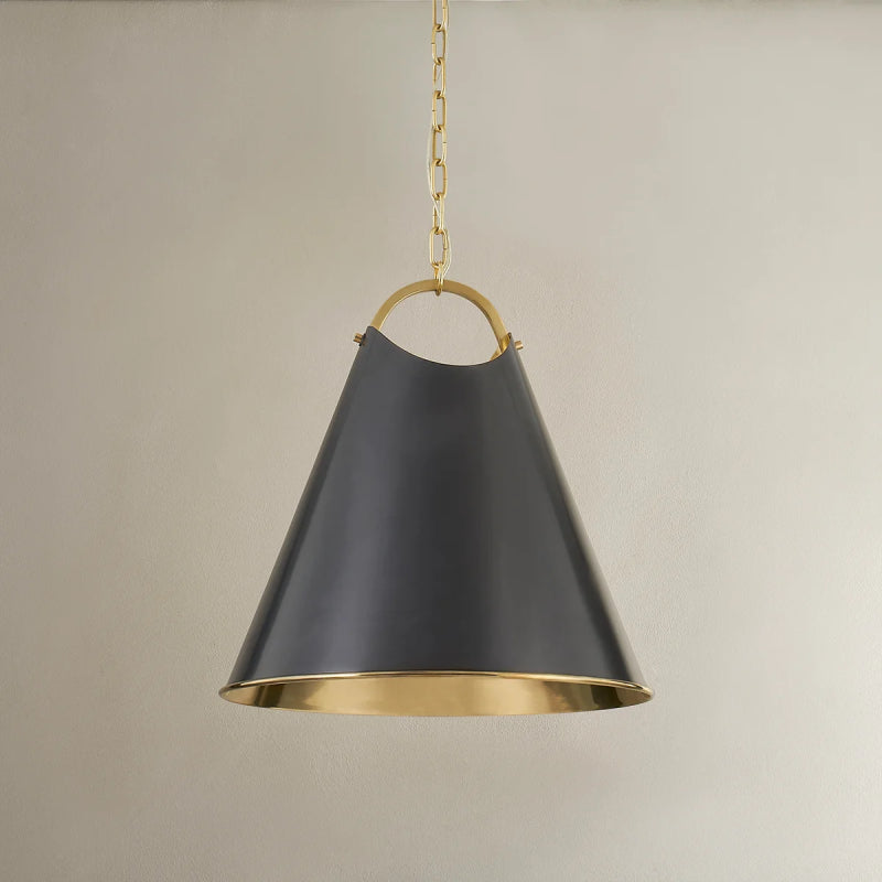 Hudson Valley 6218 Burnbay 1-lt 18" Pendant-Aged Brass with Old Bronze