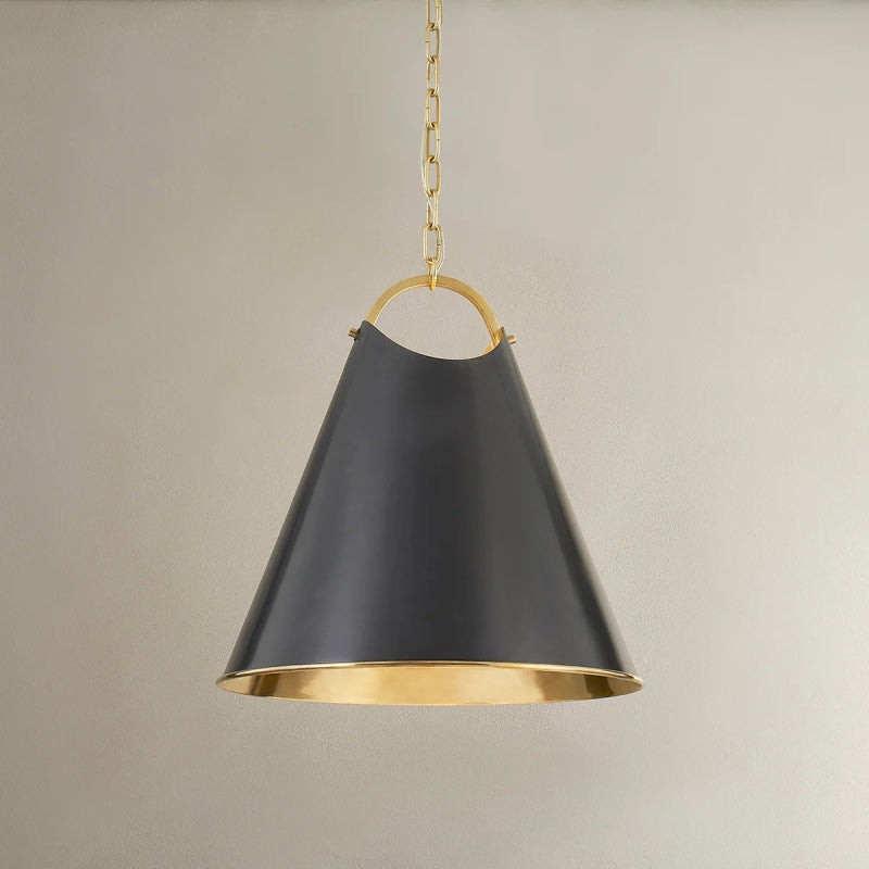 Hudson Valley 6218 Burnbay 1-lt 18" Pendant-Aged Brass with Old Bronze