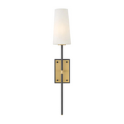 Hinkley 46951 Saunders 1-lt 30" Tall LED Wall Sconce - Black with Lacquered Brass accents